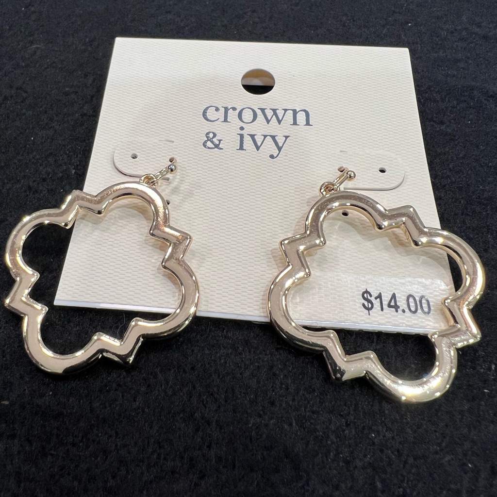 Crown & Ivy Gold Tone Statement Earrings